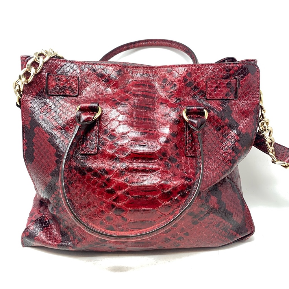 Michael Kors Red Python Embossed Large Hamilton B… - image 5